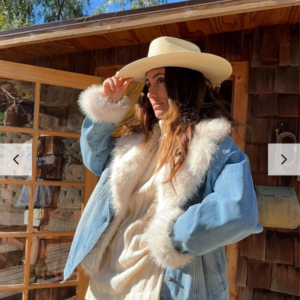 12th Tribe Rylee Denim Jacket with Faux Fur Trim